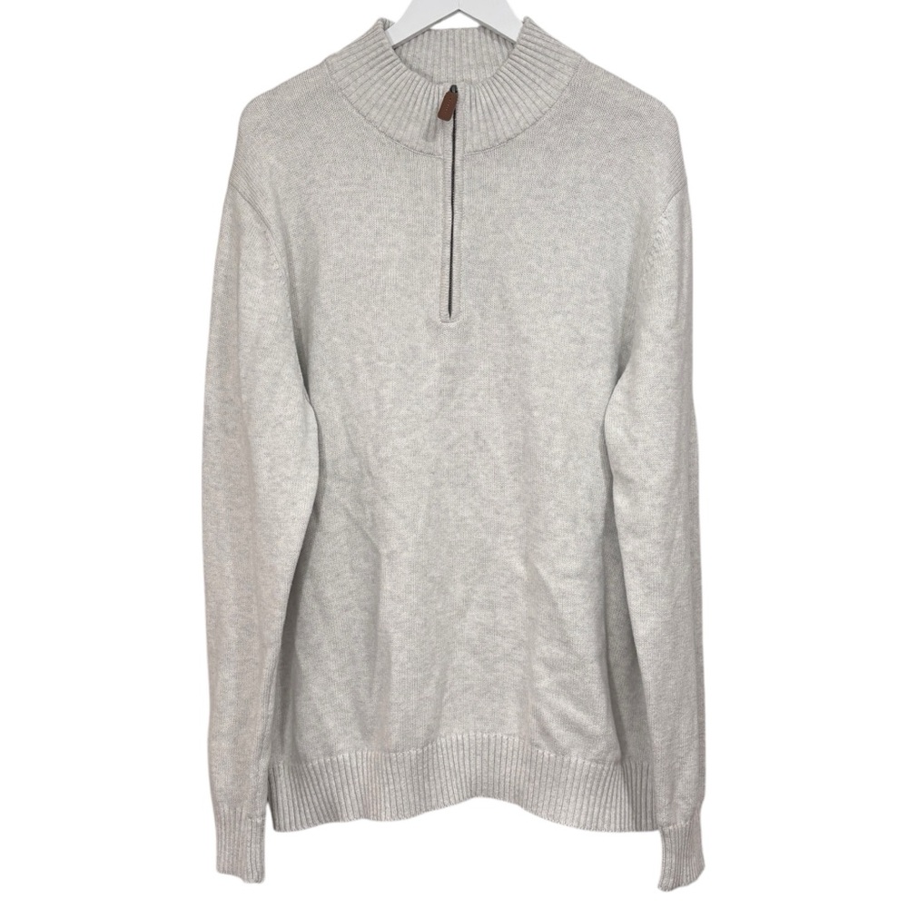St John’s Bay Light Gray Knit 1/4 Zip Men’s Pullover Sweater NWT Size XLarge
